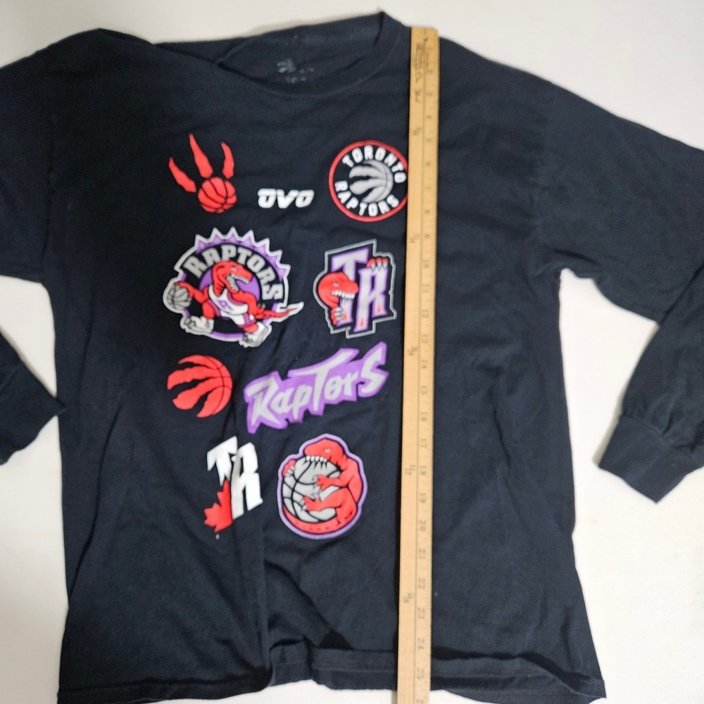 OVO Toronto Raptors Long Sleeve Shirt Mens XL Black Multi Logo Graphic Tee - Picture 5 of 6